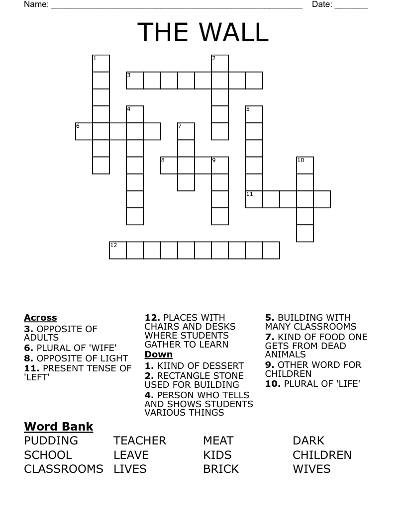 THE WALL  Crossword