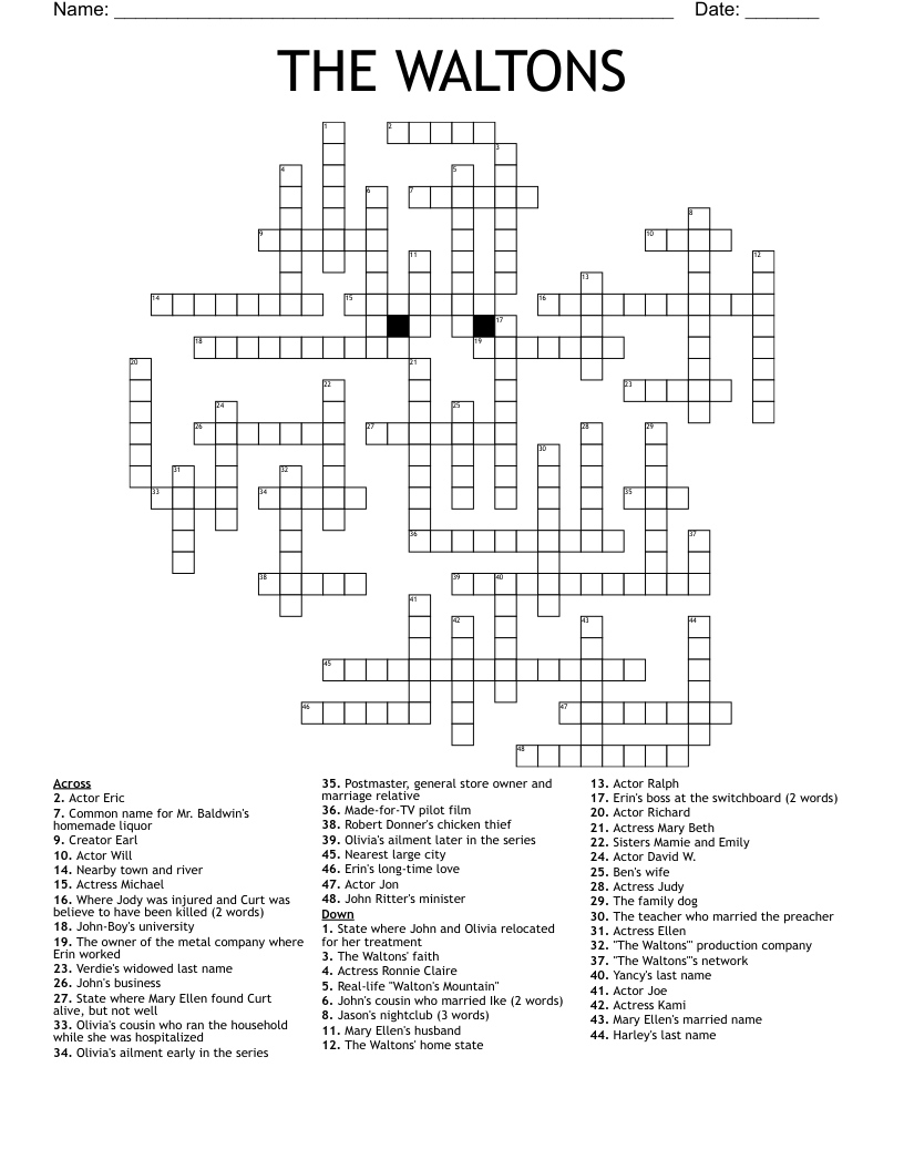 THE WALTONS Crossword