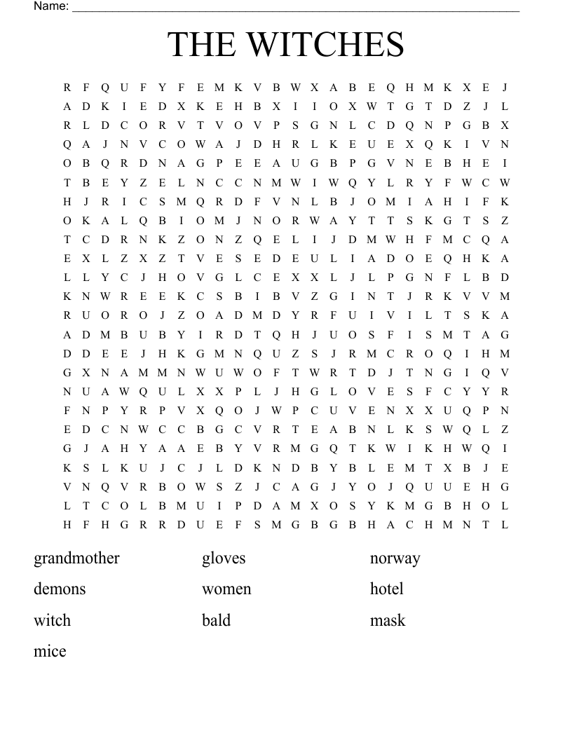 THE WITCHES Word Search