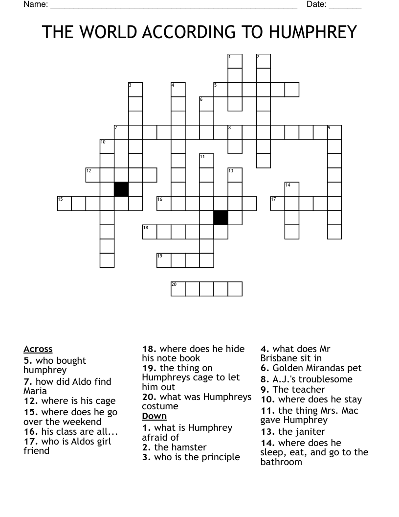 THE WORLD ACCORDING TO HUMPHREY Crossword