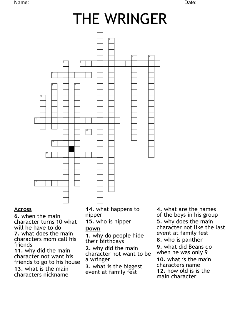 THE  WRINGER Crossword