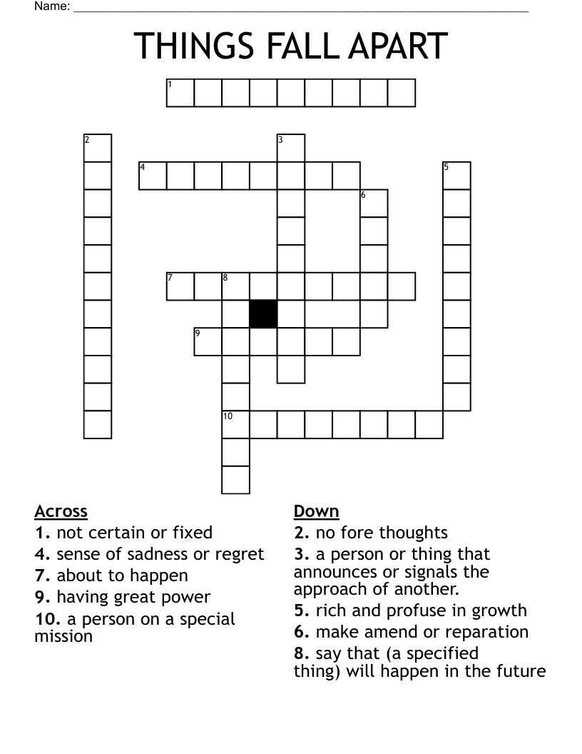 THINGS FALL APART Crossword