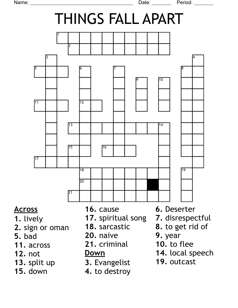 THINGS FALL APART  Crossword