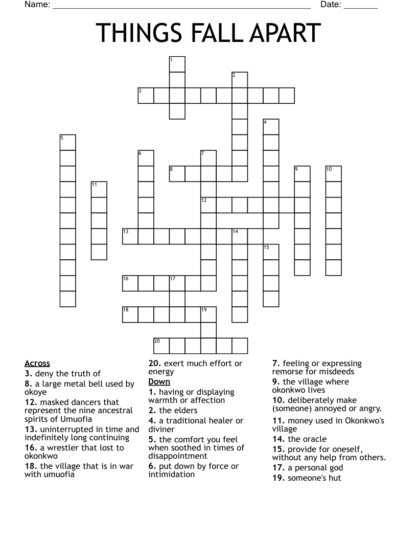 THINGS FALL APART  Crossword