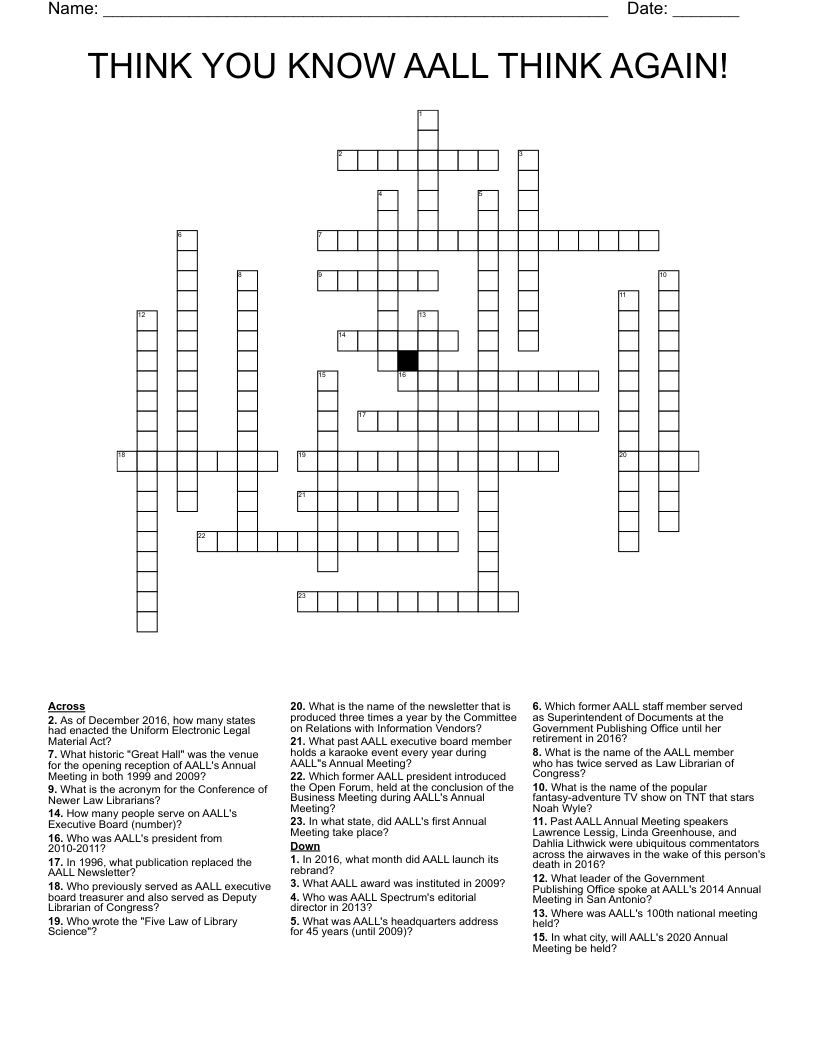 THINK YOU KNOW AALL THINK AGAIN! Crossword