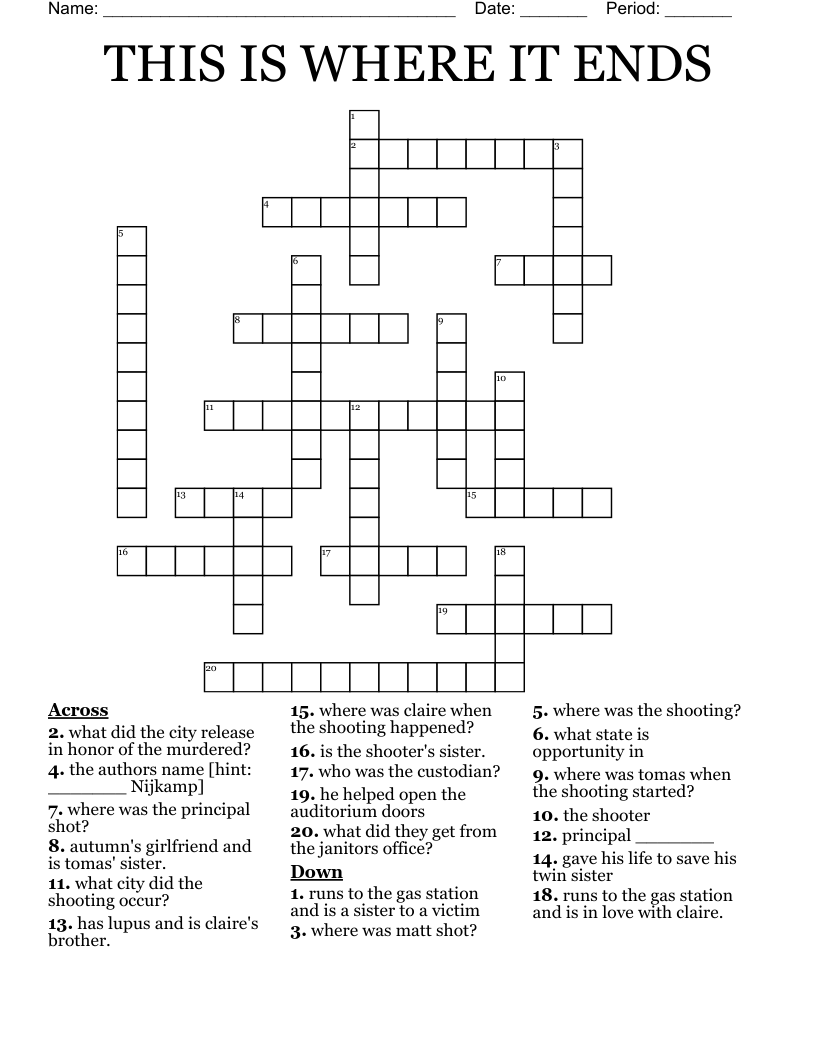 THIS IS WHERE IT ENDS Crossword