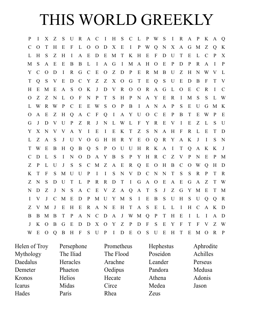 THIS WORLD GREEKLY Word Search