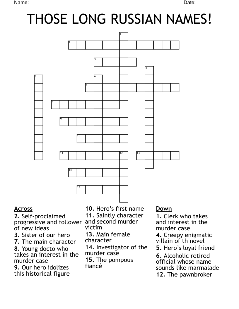 THOSE LONG RUSSIAN NAMES!  Crossword