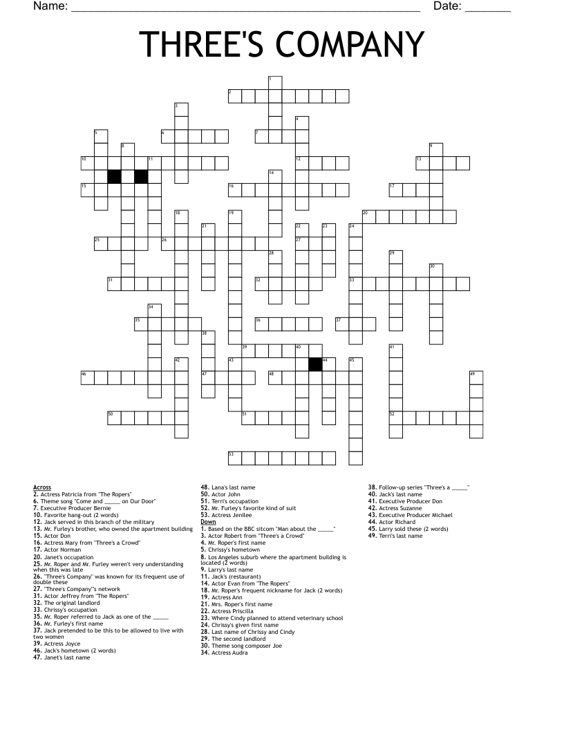 THREE'S COMPANY Crossword