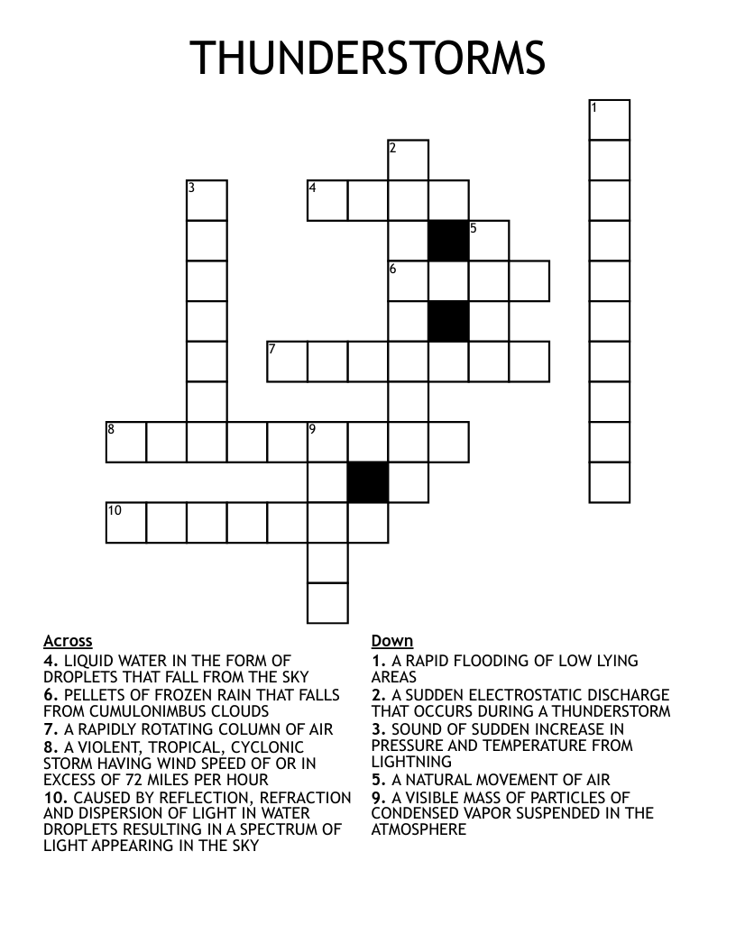 THUNDERSTORMS Crossword