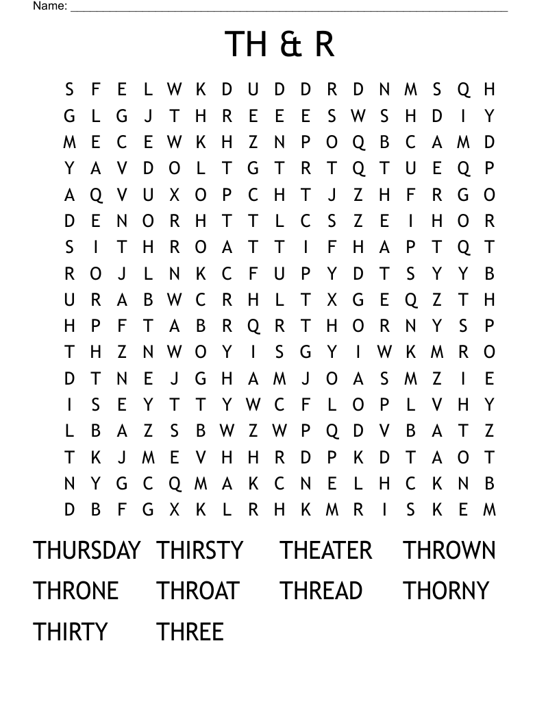 TH & R Word Search