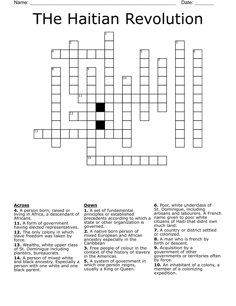 THe Haitian Revolution Crossword