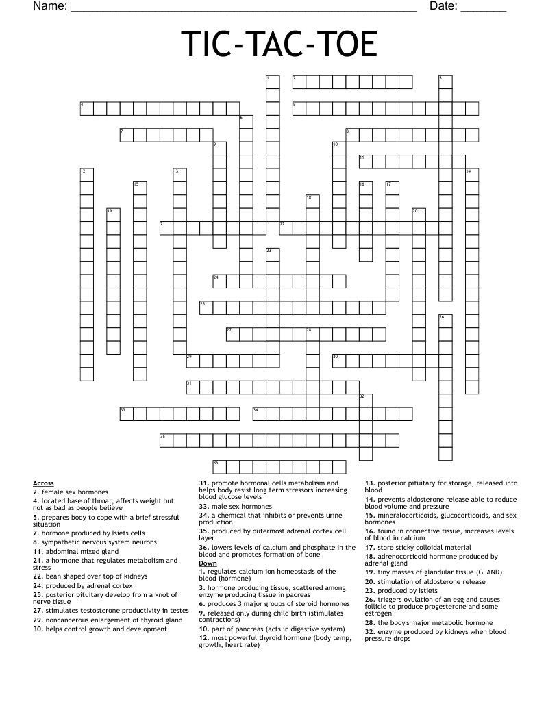 TIC-TAC-TOE Crossword