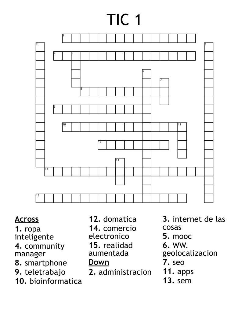TIC 1 Crossword