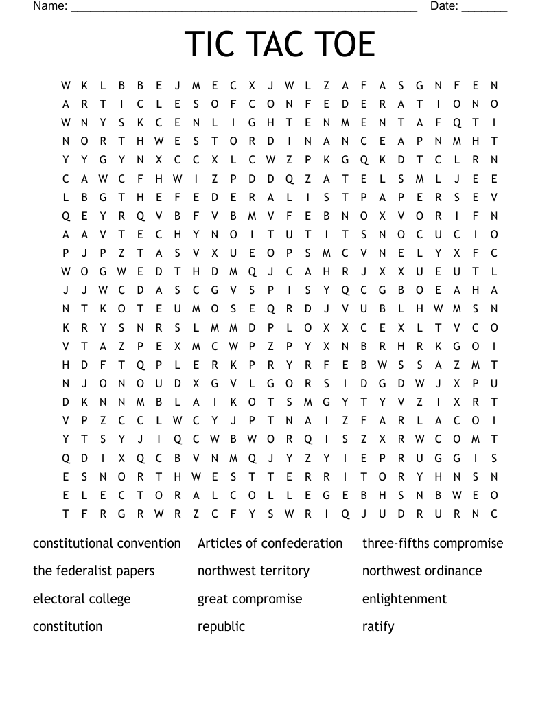 TIC TAC TOE Word Search