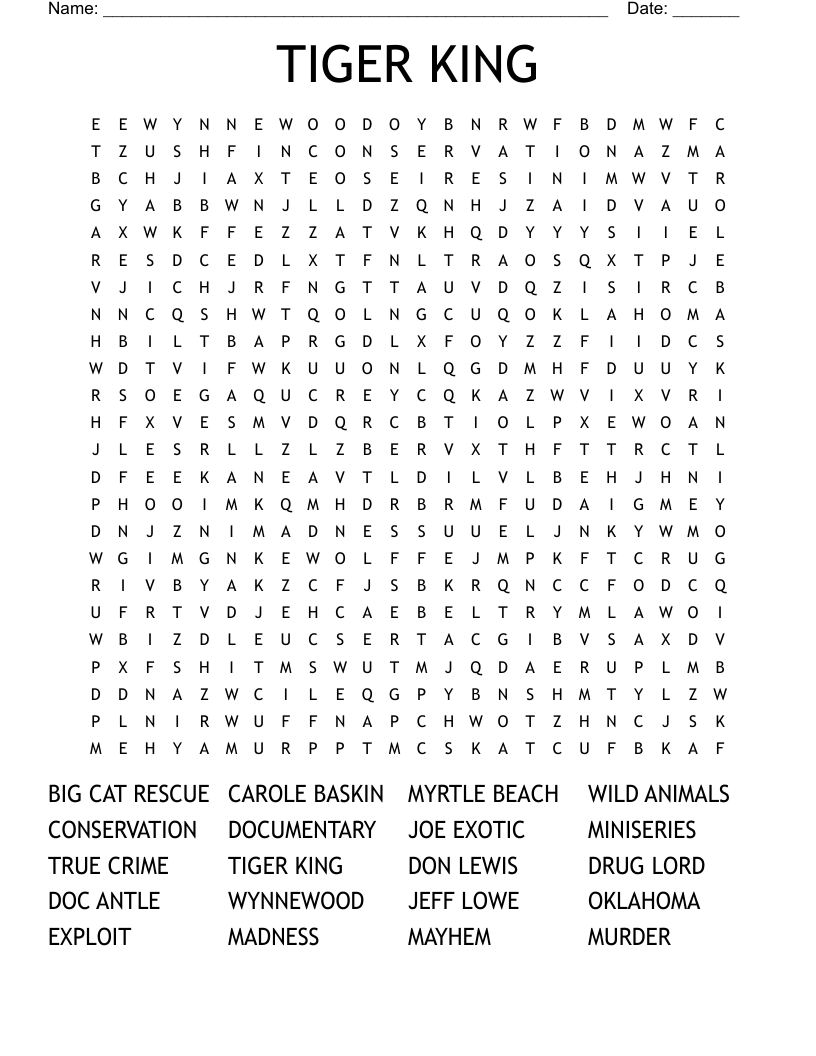 TIGER KING Word Search