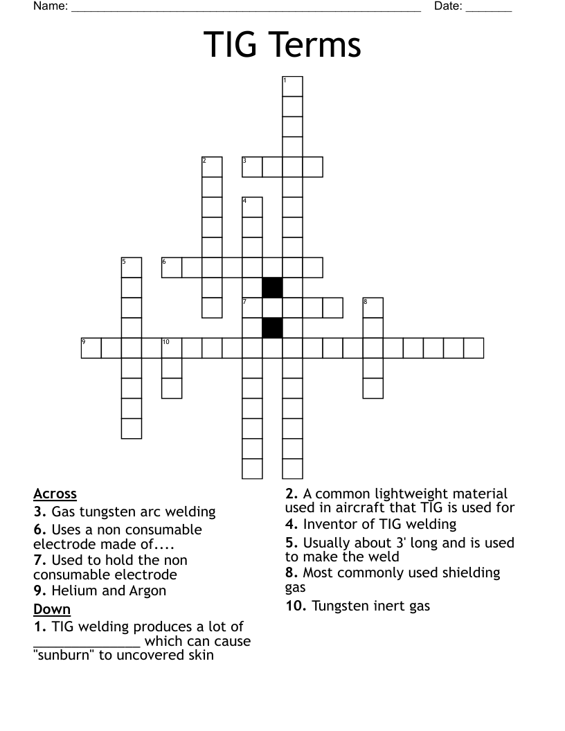 TIG Terms Crossword