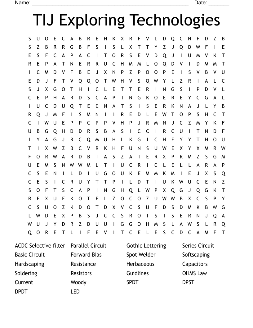 TIJ Exploring Technologies Word Search