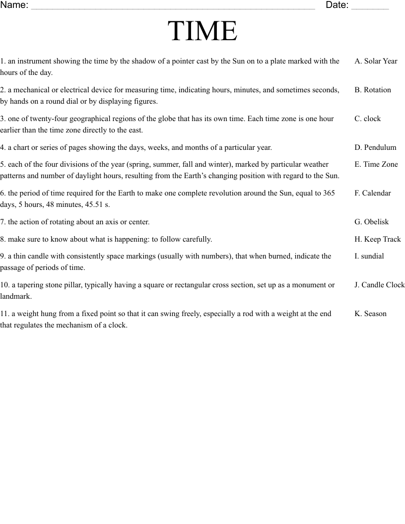 TIME Worksheet