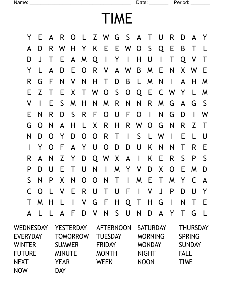 TIME Word Search
