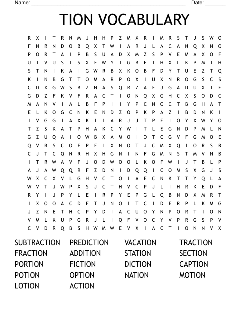 TION VOCABULARY Word Search