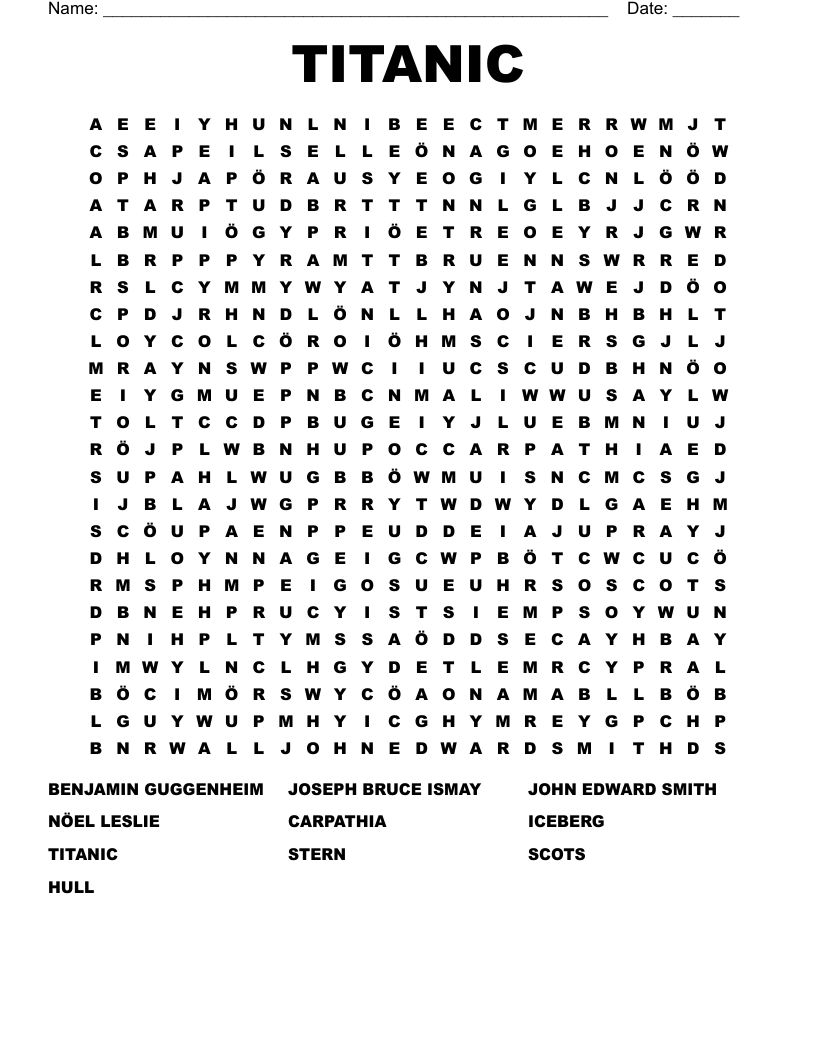 TITANIC Word Search