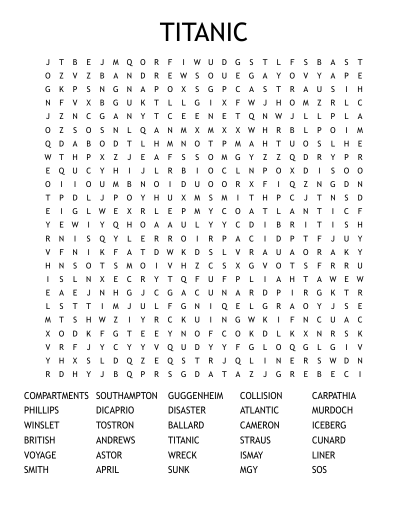 TITANIC Word Search