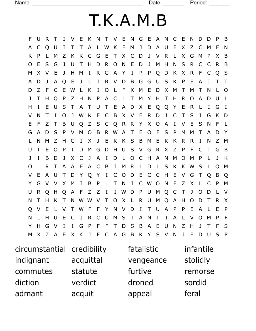T.K.A.M.B Word Search