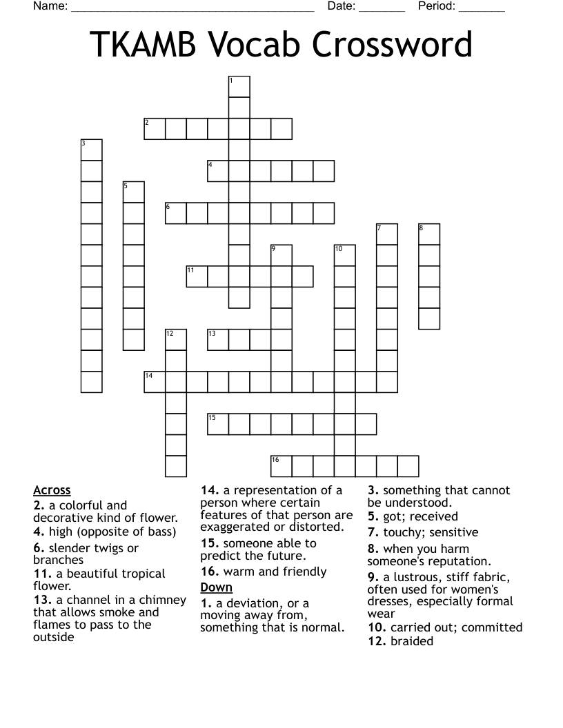 TKAMB Vocab Crossword