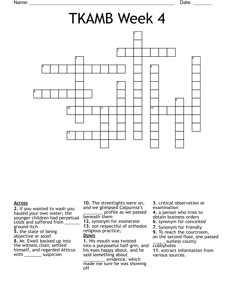 TKAMB Week 4 Crossword