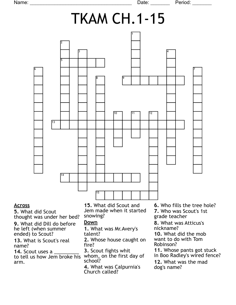 TKAM CH.1-15 Crossword