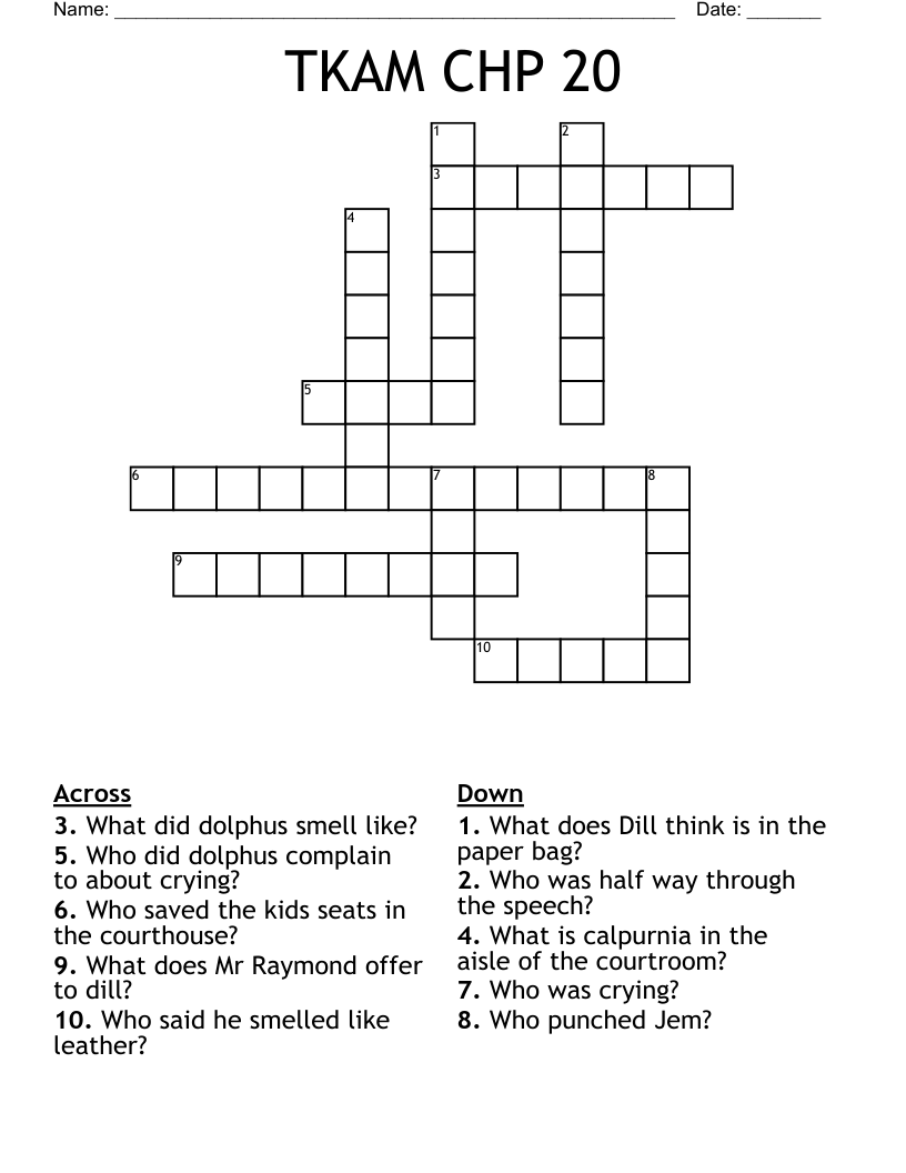 TKAM CHP 20 Crossword