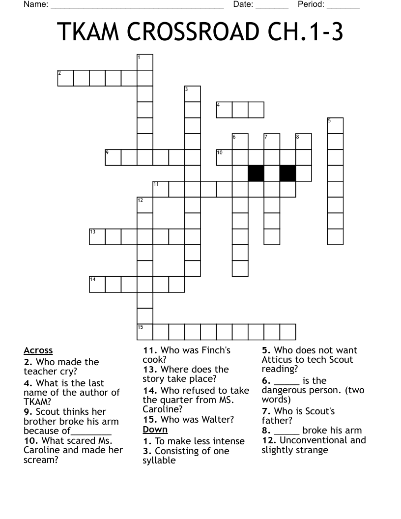 TKAM CROSSROAD CH.1-3 Crossword