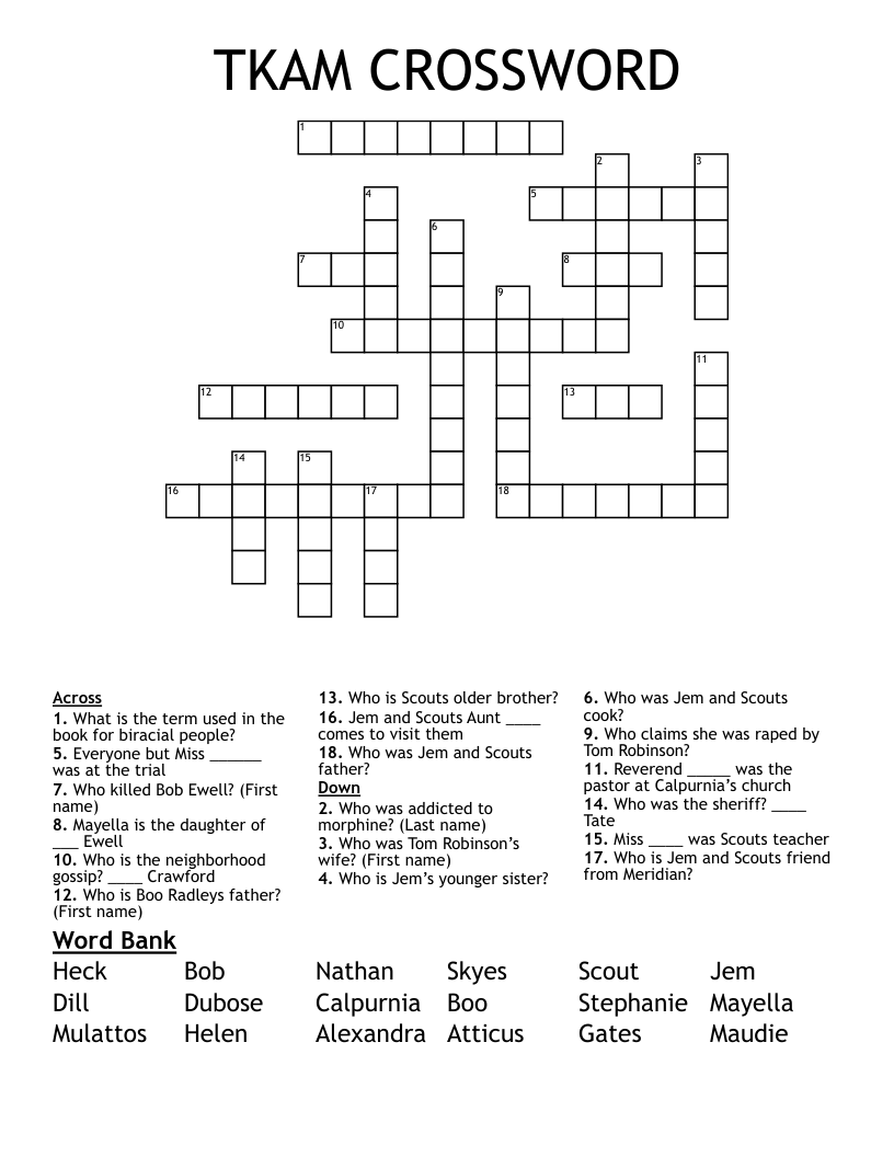 TKAM CROSSWORD