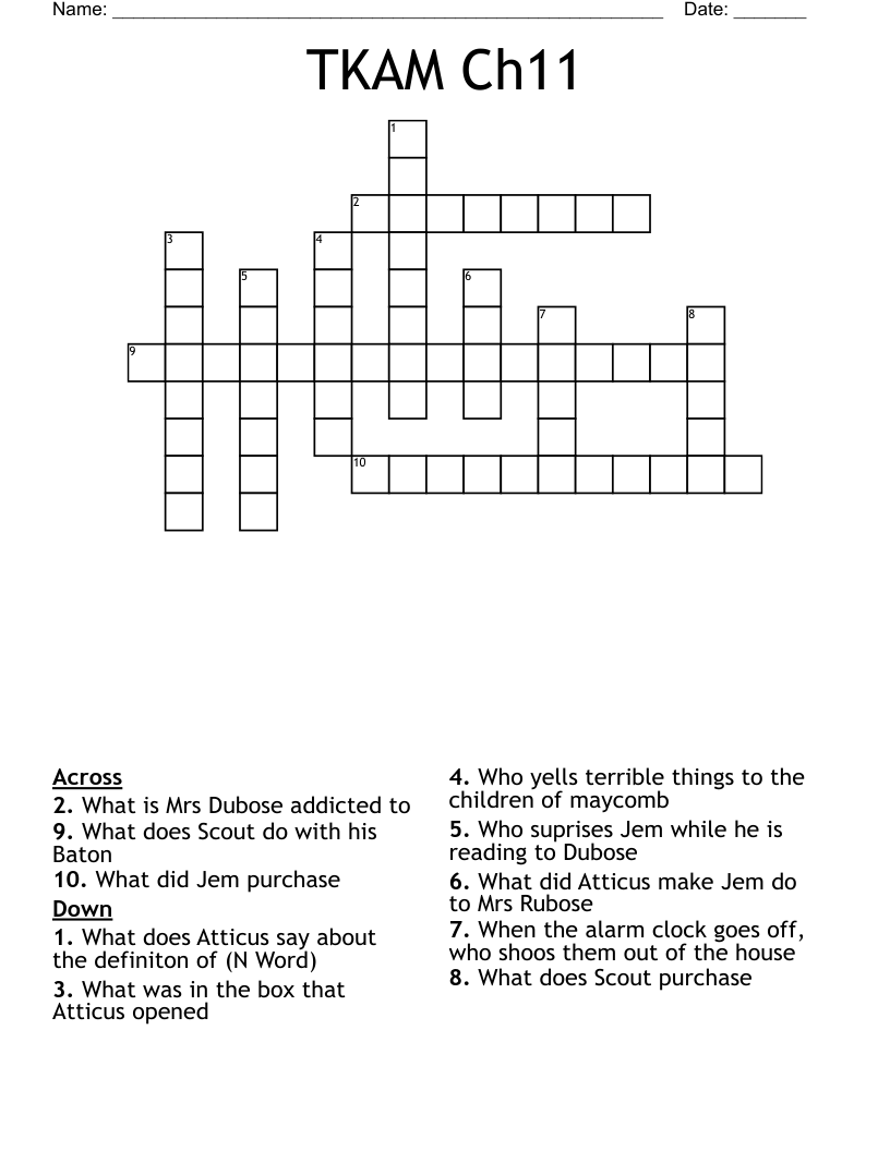 TKAM Ch11 Crossword