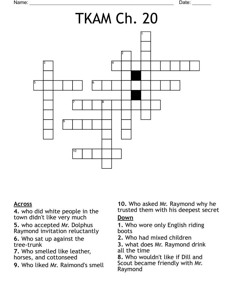 TKAM Ch. 20  Crossword