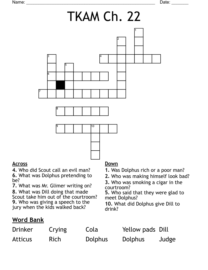 TKAM Ch. 22 Crossword