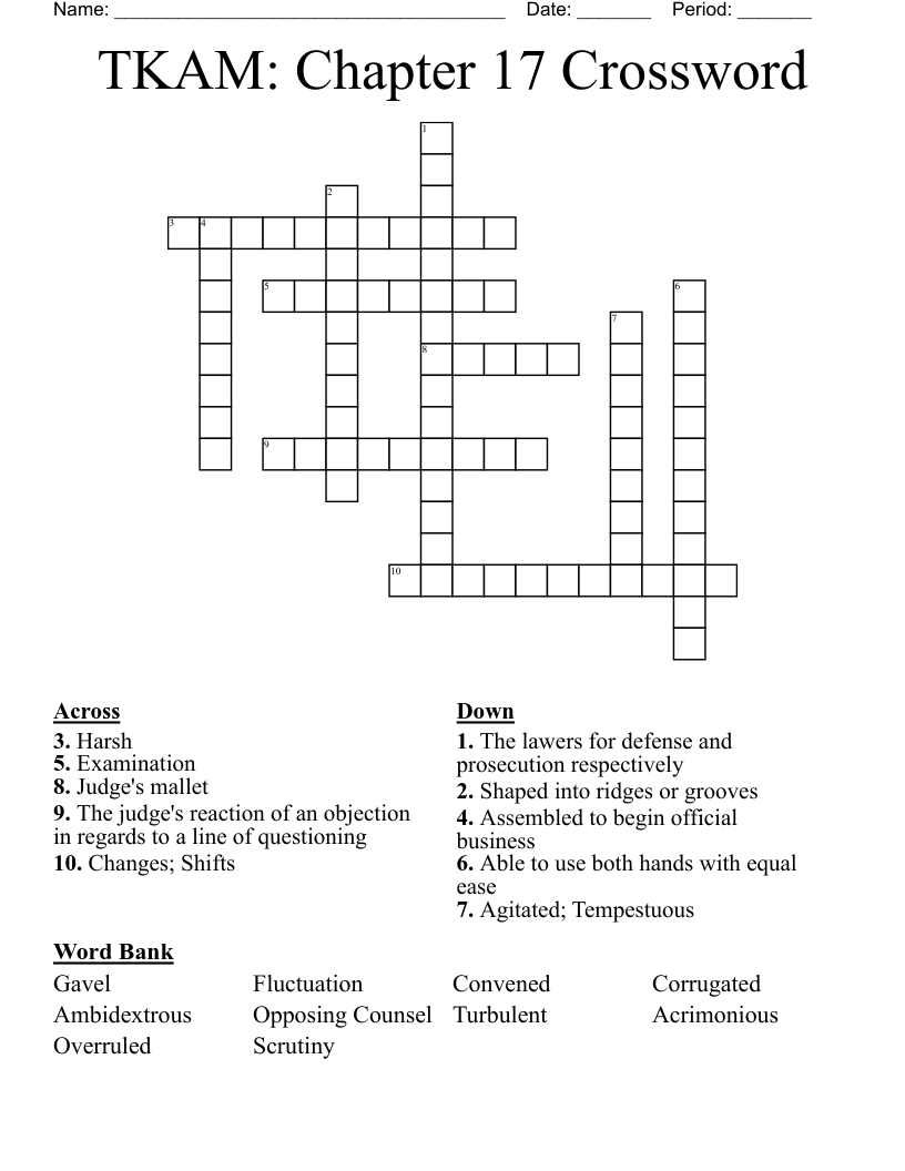 TKAM: Chapter 17 Crossword
