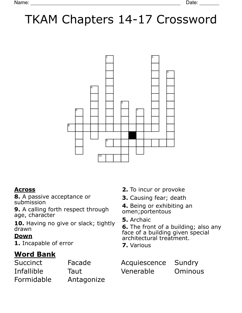 TKAM Chapters 14-17 Crossword