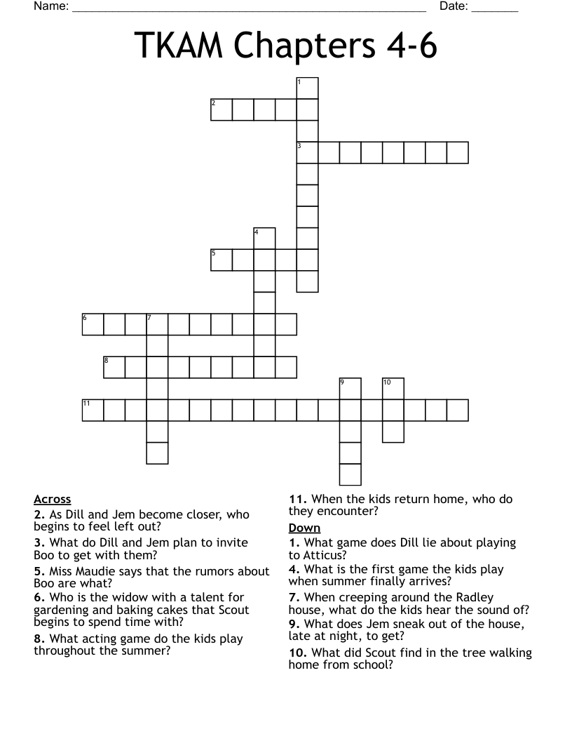 TKAM Chapters 4-6 Crossword