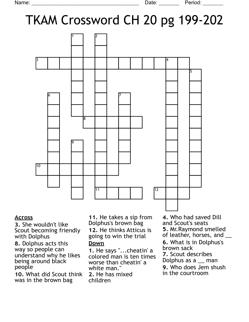 TKAM Crossword CH 20 pg 199-202