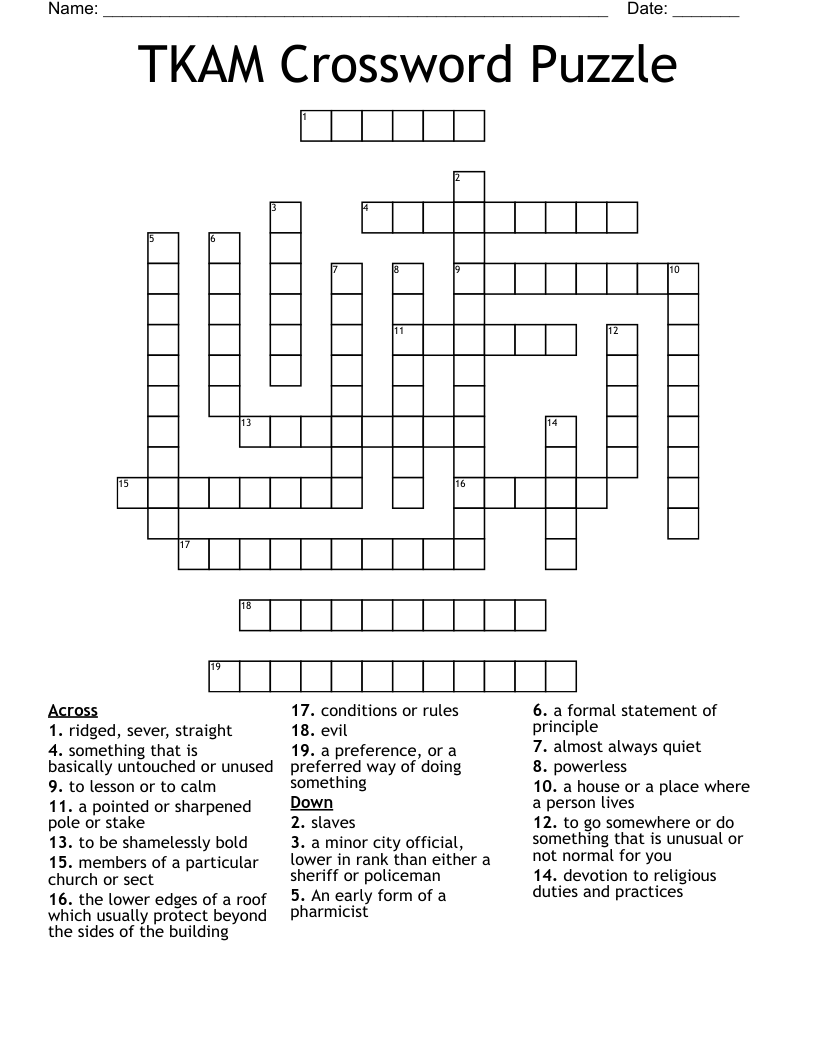 TKAM Crossword Puzzle