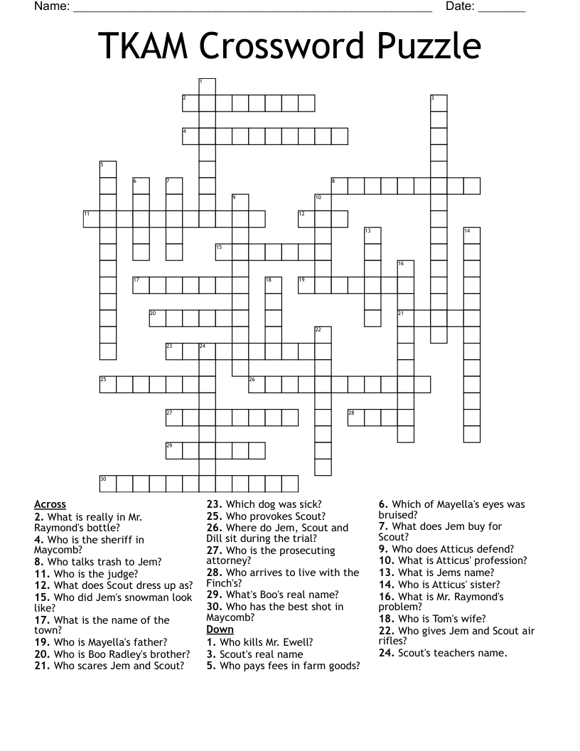 TKAM Crossword Puzzle
