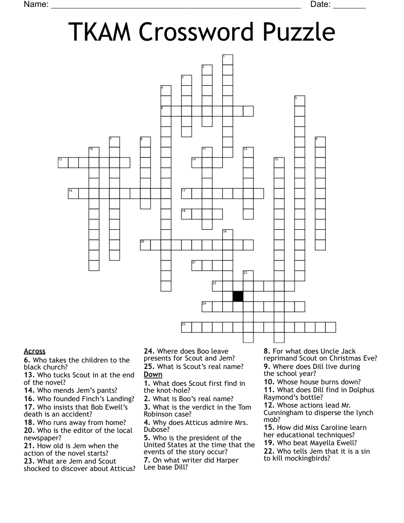 TKAM Crossword Puzzle