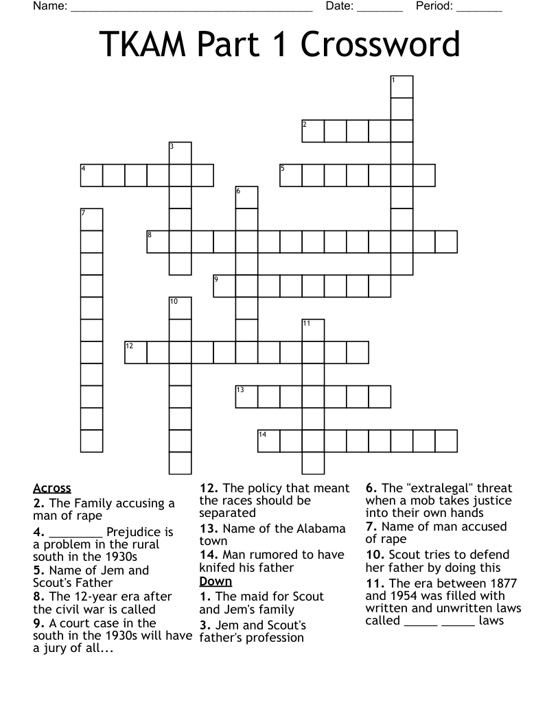 TKAM Part 1 Crossword