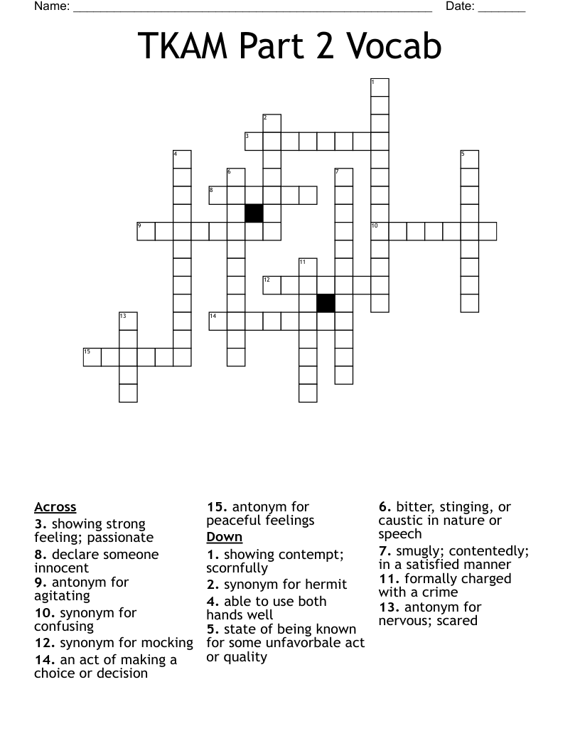 TKAM Part 2 Vocab Crossword