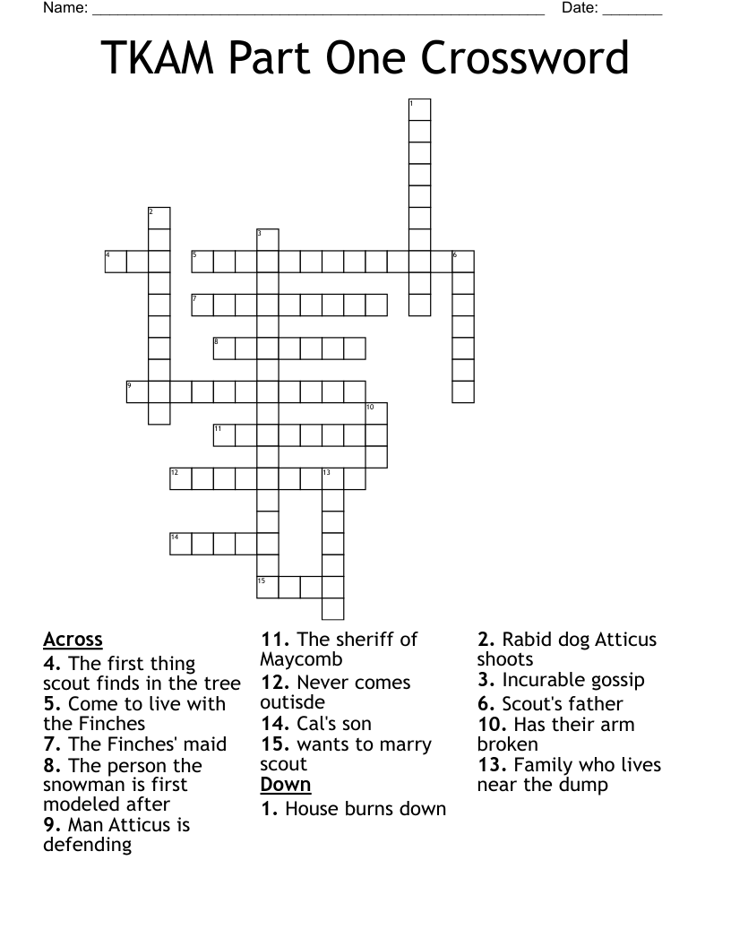 TKAM Part One Crossword
