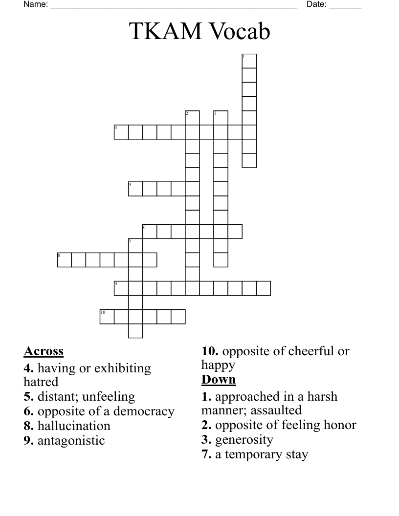TKAM Vocab Crossword