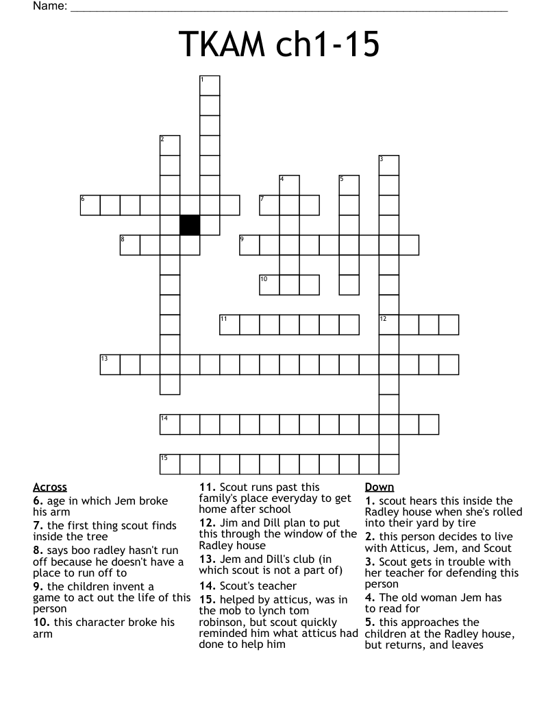 TKAM ch1-15 Crossword