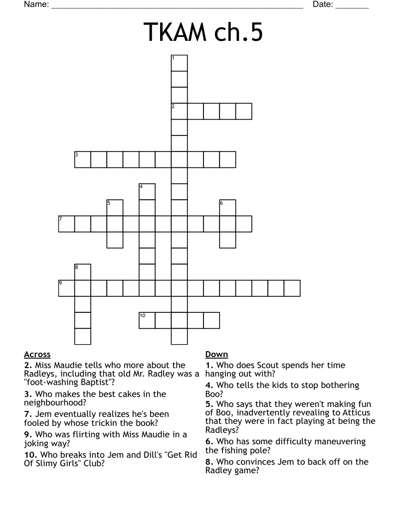 TKAM ch.5  Crossword